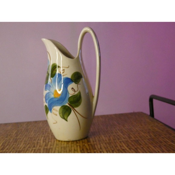 Vintage Decorative Hand Painted Flower Pitcher - Picture 2 of 6